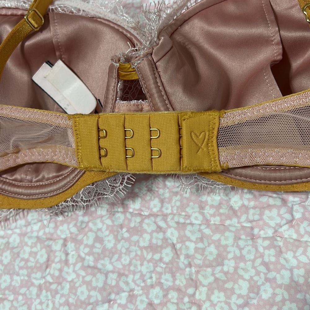 Victoria’s Secret Chantilly Pink/Gold Lined Plunge Bra - Picture 6 of 9